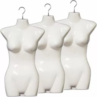 MN-011 3pcs WHITE Female Hanging Torso Form Mannequin With Metal Swivel Hook • $19.99