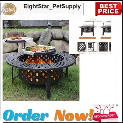 36 Inch Fire Pit With 2 Grills Wood Burning Fire Pits For Outside With Lid Pok • $102.87