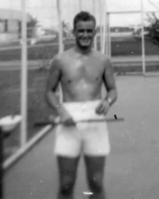 ORIGINAL VINTAGE PHOTO: Navy Sailor Man Male Tennis Player Shirtless 40's 50's • $5