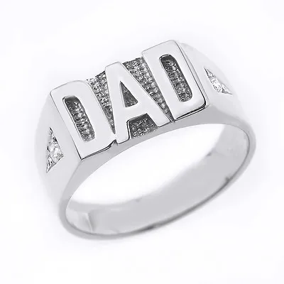 Sterling Silver Diamond  DAD  Men's Ring • £86.85