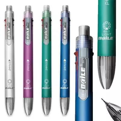 6 In 1 Multifunctional Pen 0.7 Mm Ballpoint Pen 5 Colors And 0.5 Mm Mechanical P • $8.99