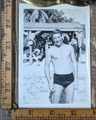 Vintage Found Photo Shirtless HANDSOME Sailor Man On Beach Navy MIlitary • $9.99