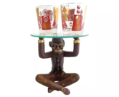 Mischievous North African Monkey Butler Glass Top Table / Tray • $55