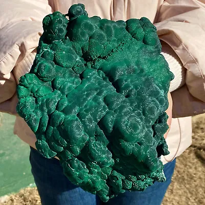 5.68LB Natural Glossy Malachite Coarse Cat's Eye Cluster Rough Mineral Sample • $0.99