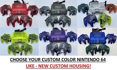 Choose CUSTOM COLOR Nintendo 64 Console + Up To 4 Controllers + Cords!  N64! WOW • $189.95