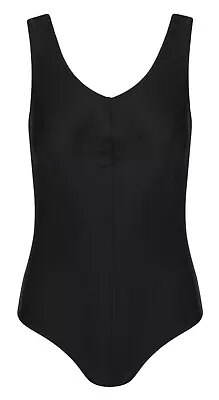 Girls & Women's Sleeveless Dance Leotard With Ruche In Black • £11.99