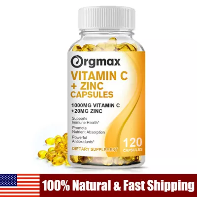 Vitamin C + Zinc Complex Capsules 1000mg Promotes Skin Health Antioxidant 120Pc • $13.93