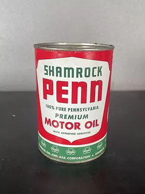 NOS Rare Shamrock Penn 1 Qt Full Metal Motor Oil Can • £272.46