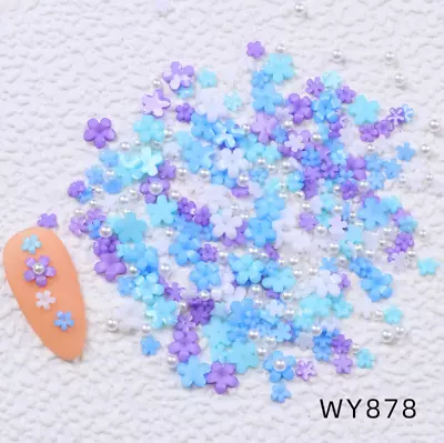 3D Acrylic Flower Nail Art Case Décor 3/6mm Pearl Ball Manicure Charms 250Pcs • $2.95