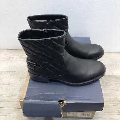 GH Bass Ankle Boot Women 9 M Black Quilted Pattern Bootie W18850 • $1