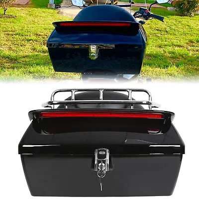 Black Motorcycle Tour Pack Trunk Tail Box Luggage Universal W/ Tail Light • $89.50