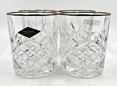 Set Of 4 Shannon Crystal Dublin Platinum Old Fashioned Glasses • $19.99