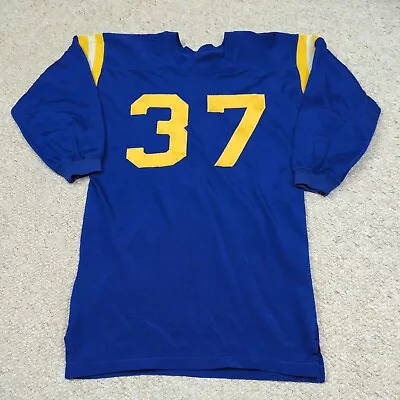 Vintage 50s Durene Jersey Shirt Blue And Yellow 1950s Stitched Patch 37 Flaws • $54.88