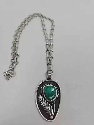 Vintage Navajo Green Turquoise Flower Necklace Pendant • $70