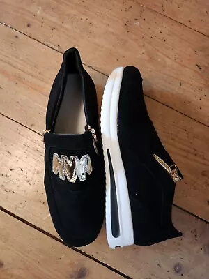 New Ladies Comfy Slip On Flat Zip Trainers/Shoes Size  Extra Wide Fit Uk 6.5 40 • £14.99