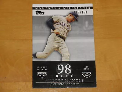 2007 Topps Moments And Milestones 98 Runs 169 Mickey Mantle 007/150 1/1 Jersey # • $0.99
