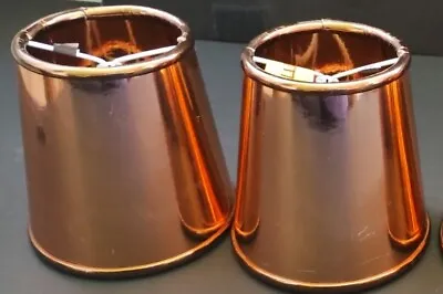 2 X Clip On Candle Lampshades - Copper Metallic Contemporary (e) • £18.50