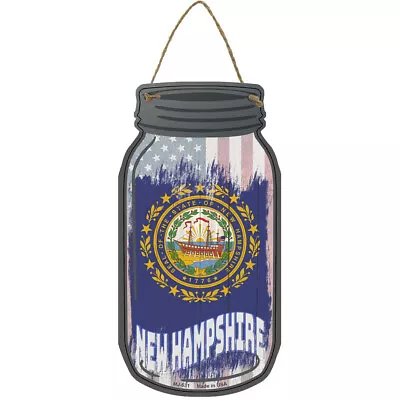 New Hampshire USA Flag 4  X 8  Metal Mason Jar Wall Sign - DS • $14.95