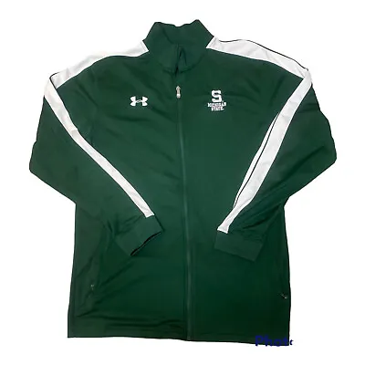 Michigan State Spartans Under Armour Track Jacket Men's L Green Full Zip Coat • $24.99