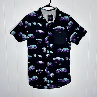 Modern Amusement - Mens S - Black Short Sleeve JELLYFISH Button Down Shirt • $15