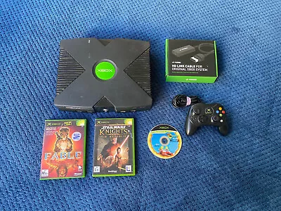 Original Xbox Bundle - Fable Star Wars KotOR Simpsons Hit & Run Pound HD Link • $125