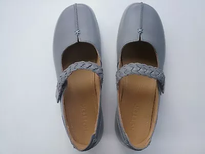 Hotter Shake 11  Grey Leather Slip On Shoes With Bridge Strap Size Uk 7.5eee New • £24.95