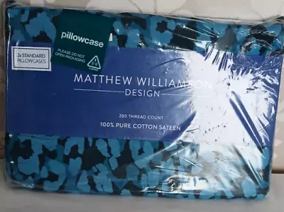 Matthew Williamson Design  Gardenia Floral Damask 2xStandard Pillowcases 100%Cot • £22.99