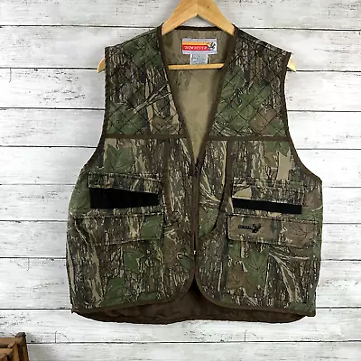 VINTAGE Winchester Vest Mens Large Green Real Tree Camo Full Zip Hunting 90s • $19.99