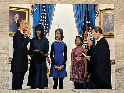 US President Barack Obama Michelle Obama And Family Getting Sworn In 8x10 Photo • $9.95
