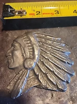 Vintage Heavy Indian Chief Motorcycle Lead Or Pewter? Badge 3  X 3  • $10