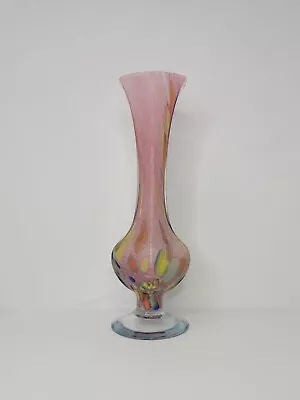 Vintage Pink Rainbow Lavorazione Confetti Vase Murano Art Glass-Made In Italy • $24