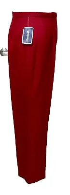 Women's Red Fine Wool Dress Pants Straight Lined Hight Waist Amanda Smith 8 New • $39.99