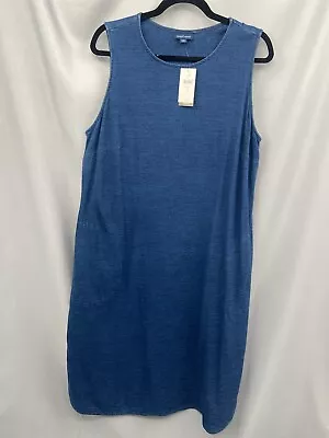 NWT J. Jill Pure Jill  Indigo Sleeveless Shift Dress Pockets Women’s US Size 1X • $38