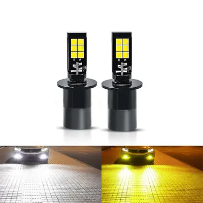 2pcs H3 LED Lamps 6000K White 3000K Yellow Dual Color Fog Driving Light DRL Bulb • $22.93