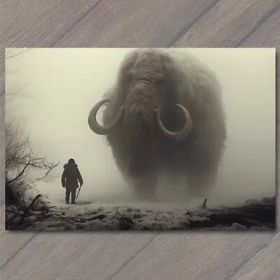 POSTCARD Woolly Mammoth Elephant Snowy Weird Vibe Strange Unusual Creepy Human • $6