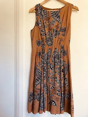 Gorman Vintage Size 10 Swedish Bird Print 50s A Line Tank Midi Dress GUC • $40