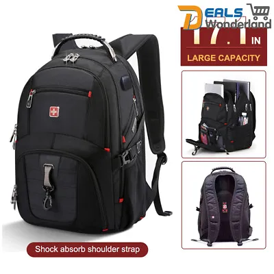 $47.99 • Buy 17  Swiss Gear Dustproof Laptop Travel School Bag Macbook Hike Backpack Gift AU