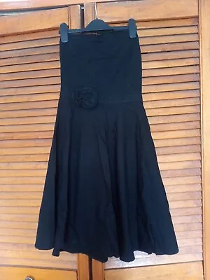H&M Black Bandeau Dress Size EU 36 With Flower Detail • £1.99