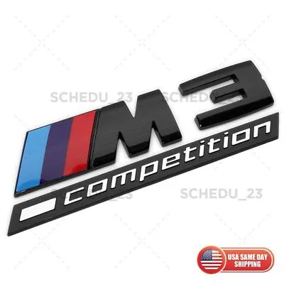 BMW F80 G80 M3 Competition Rear Trunk Gloss Black Nameplate Emblem Badge Logo • $29.99