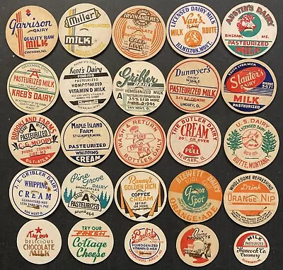 1940-60 Vintage Lot Of 25 Milk Caps Collect Frame Craft Decoupage Projects L1 • $14