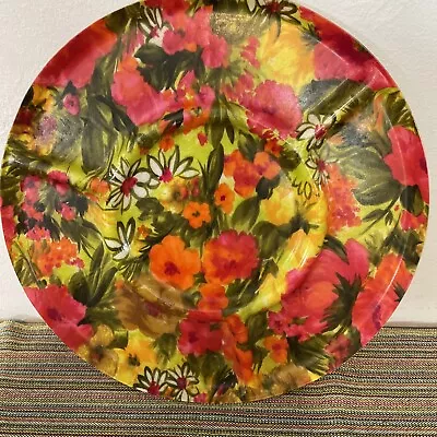 Vintage 60s Party Tray Mid Century Retro Fiberglass Floral Divided Serving Tray • $35