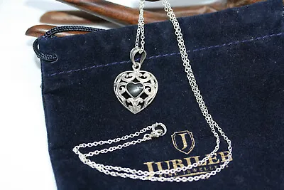 Vintage Mexican 925 Sterling Silver 1  Heart Pendant Rolo Women's Necklace 20  • £37.61