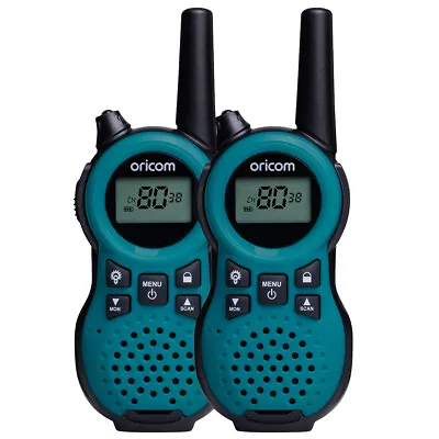 Oricom Pmr795 Blue Handheld Uhf Ultra Compact Radio Walkie Twin Pack 80 Channel • $58.29