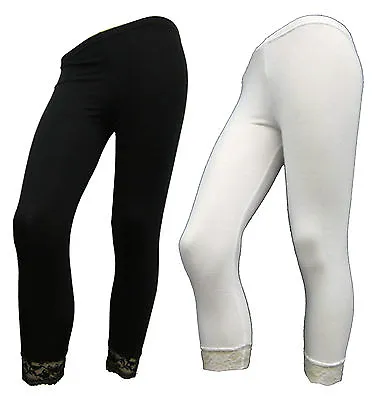 Brand New Ladies Bottom Lace 3/4 Legging Shorts 95% Viscose 5% Elastane Stretch • £3.99