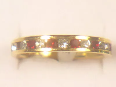 Sz's 5678910  Band Ring With  Red  & Clear  Swarovski  Crystals  006r • $6.95