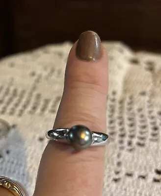 Genuine Tahitian Pearl Ring In Sterling Silver Size 8 • $50