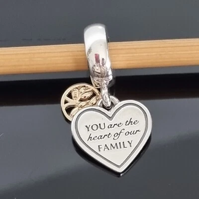 $62 • Buy NEW Pandora Gold Family Tree Silver Mom Heart Dangle Charm 799366 Mum Free Post