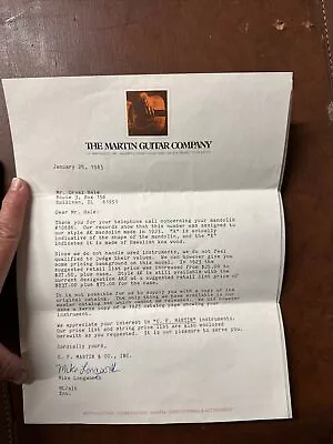 A Letter From The Martin Guitar Company • $5