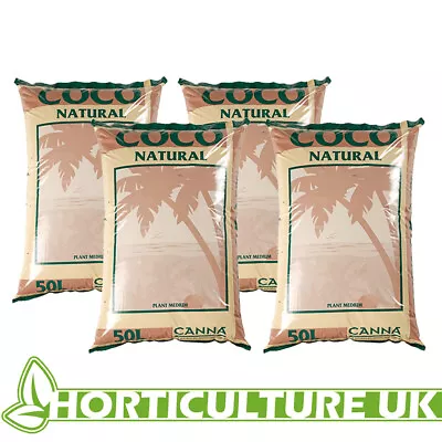 Canna Coco Natural 50 Litres Growing Medium Bag Media Soil Potting ** 4 Bags ** • £79.99