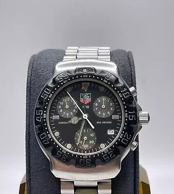 Tag Heuer Men's 1/10 Black Dial Stainless Steel Chrono Quartz Watch 571-513 • $399